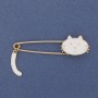 Brooch pin with cat 62x16-30mm+- metal colour gold