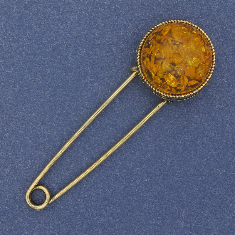 Brooch Pin Amber (unit) 76x24mm± metal colour: golden