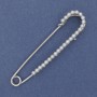 Brooch pin with white pearls 70x16mm+- silver metal