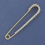 Brooch Pin with White Pearls 70x16mm+- golden metal