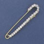 Brooch Pin with white crystals 75x16mm± golden metal