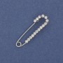 Brooch Pin with White Rhinestones 36x10mm± Silver Metal