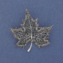 Brooch Clip Leaf V-shaped with grey rhinestones dark silver colour silver metal 45x44mm+