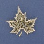 Claw-like Leaf Brooch with Rainbow Rhinestones, Golden Metal 45x44mm+