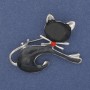 Brooch Pendant Cat with Cat's Eye Gray Cat's Eye Gold-tone Metal 40x31mm+