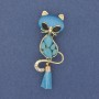 Brooch pendant Cat with a cat's eye in golden metal 43x17mm+
