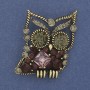 Brooch Owl with crystals, bronze colour, diameter 40×30mm+