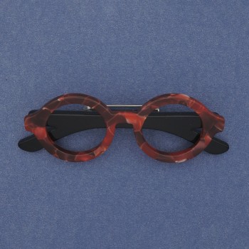 Brooch Glasses Acrylic Red with Silver-Coloured Metal 65x25mm+