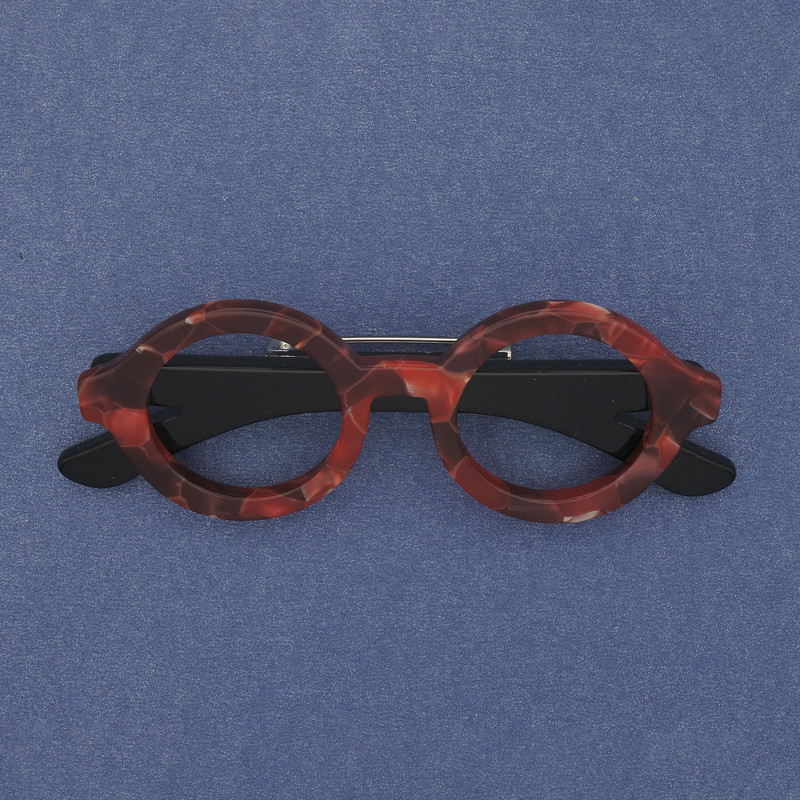 Brooch Glasses Acrylic Red with Silver-Coloured Metal 65x25mm+