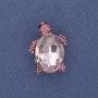 Brooch Pendant Turtle pink crystal rhinestones silver metal 25×18mm+