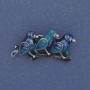 Brooch Birds on a Branch blue enamel silver-toned metal 35x19mm+