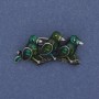 Brooch Birds on Branch Green Enamel Silver Metal 35×19mm+