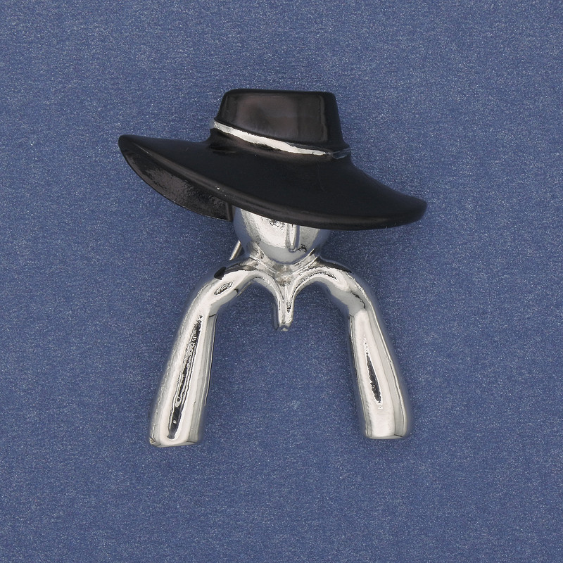 Brooch: Girl in a Black Hat, Silver Metal 34x30mm+
