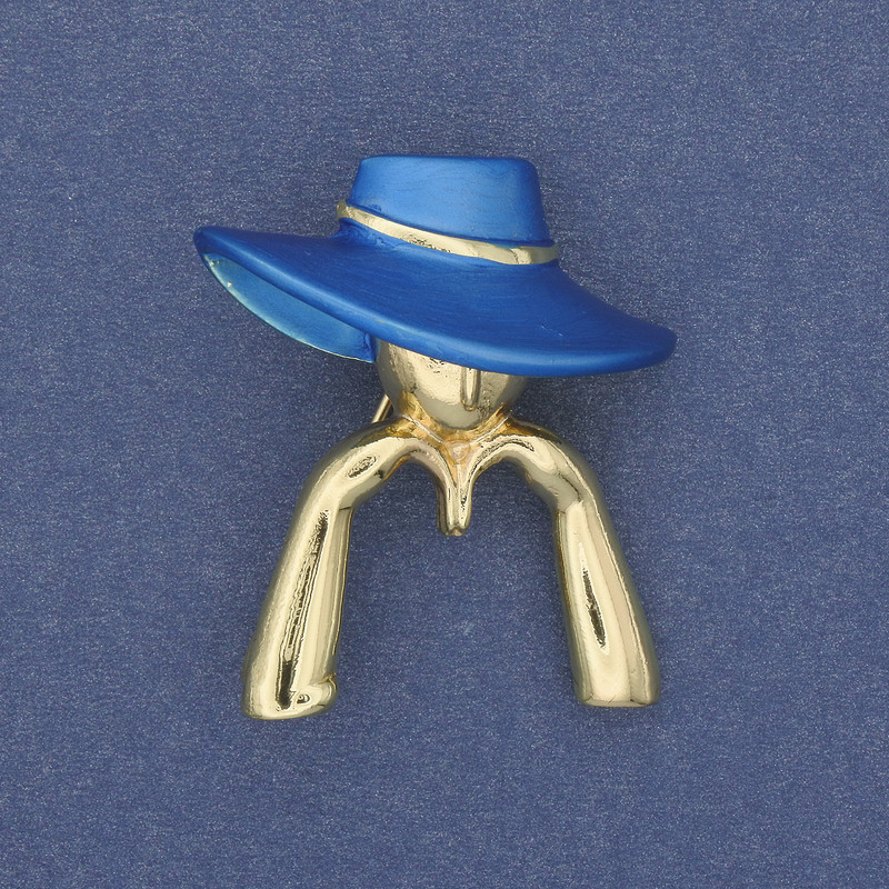 Brooch: Girl in a Blue Hat, Gold-Toned Metal 34×30mm+
