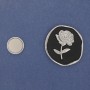Magnetic Brooch Rose on Black Enamel Silver Tone Metal 38×41mm+