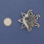 Magnetic Brooch Star with Sun in Silver and Gold Metal 47mm+