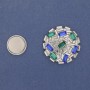Brooch on magnet Accent coloured rhinestones silver metal 40mm+