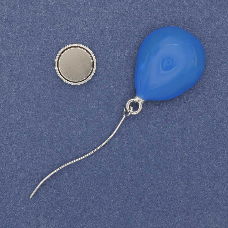 Magnetic Brooch Blue Balloon Enamel Silver Metal 83x24mm+
