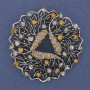 Brooch Pendant Accent with colored crystals Silver metal 51mm+