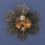 Brooch Pendant Accent with Yellow and Brown Crystals Bronze-Gold Metal 60mm+
