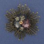 Brooch Pendant Accent with coloured crystals bronze-gold metal 60mm+