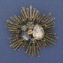 Brooch pendant Accent with grey and yellow crystals bronze gold-toned metal 60mm+
