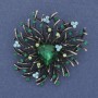 Brooch Pendant Accent Green Crystal Rhinestones Golden Metal 47x42mm+