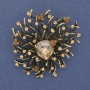 Brooch Pendant Accent Yellow Crystal Yellow Rhinestones Gold-Tone Metal 47x42mm+
