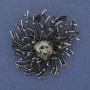 Brooch Pendant Accent with Gray Crystal Grey Rhinestones Silver Metal 47×42mm+