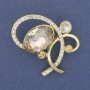 Brooch Accent yellow crystal white rhinestones golden metal 43×35mm+