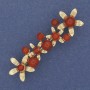 Brooch Flowers Cornelian Gold-tone Metal 55x17mm+