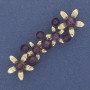 Brooch Flowers Amethyst Golden Metal 55x17mm+