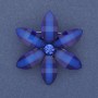Brooch Pendant Blue Flower Acrylic with Crystals Silver Metal 45mm+