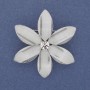 Brooch Pendant White flower with acrylic and rhinestone, silver metal 45mm+