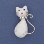 Brooch Cat Chalcedony Silver Metal 38x25mm+