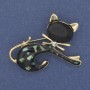 Brooch Cat Hawolite Cat’s Eye Golden Metal 43×34mm+