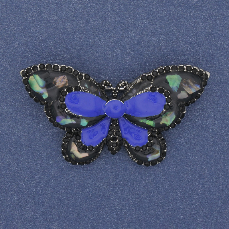  Brooch Butterfly Chalcedony enamel silver metal 50x30mm+