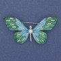 Butterfly Brooch with Crystals and Enamel on Silver Tone Metal 60x35mm+