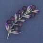 Brooch Branch with Amethyst, white crystals, silver metal 60x25mm+