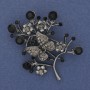 Brooch A Branch with a Butterfly, grey and black rhinestones, silver metal 54x40mm+