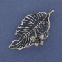 Brooch Pendant Leaf with Butterfly Silvered Metal 61x35mm+