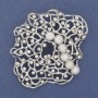 Brooch Pendant Accent with White Pearls and Rhinestones, Silver Metal 55x64mm+