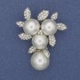 Brooch pendant with white pearls and clear crystals, silver-toned metal 44×36mm+