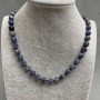 Necklace of Faceted Sapphire Cube, 7×7 mm diameter, about 45 cm long with clasp