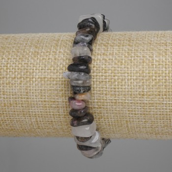 Bracelet Rutilated Quartz Hairy Crystal Chips 8-11×3-4, 5mm+-, length 18cm± stretch