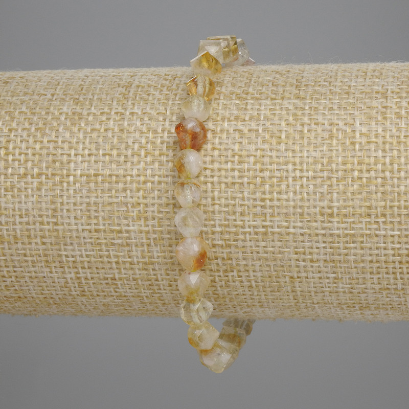 Bracelet Citrine faceted diamond shapes, diameter 6×5mm +-, length 18cm + - stretch