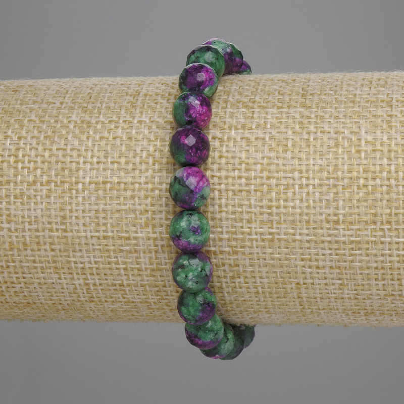 Zoisite Bead Bracelet 8mm Faceted Round, 18cm+ Stretch
