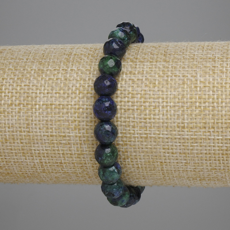 Azurite Bead Bracelet 8 mm faceted bead, 18 cm length, stretch