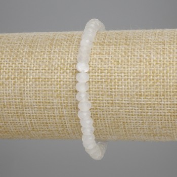Bracelet Mountain Crystal Faceted Rondelle, diameter 6×4mm+-, length 18cm+- stretch