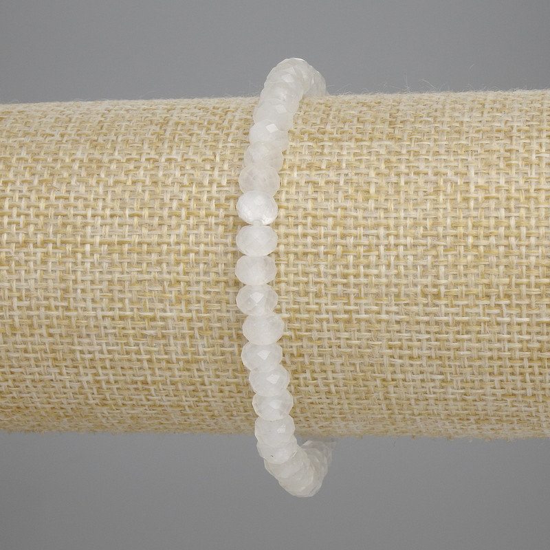 Bracelet Mountain Crystal Faceted Rondelle, diameter 6×4mm+-, length 18cm+- stretch